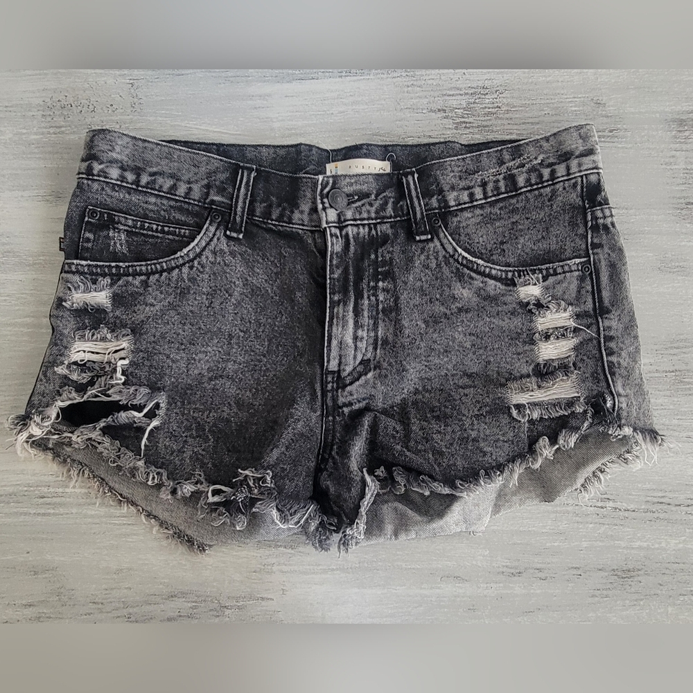 Distressed Gray Denim Shorts